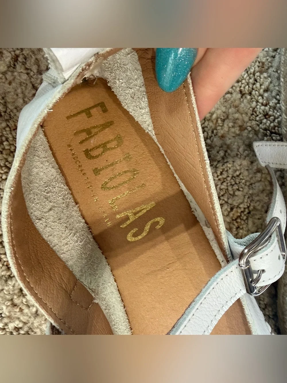 FABIOLAS Classy Buckle White MaryJane Low Heel Espadrilles  EU Sz 41 / US 10